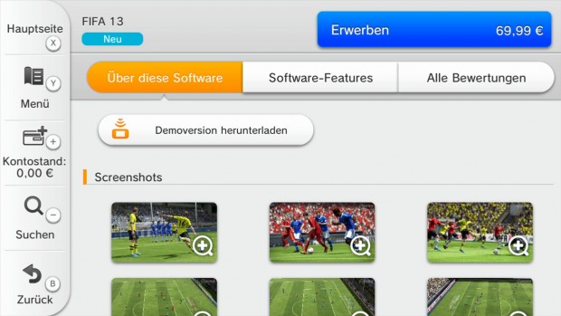 Fifa 13 im Nintendo eShop